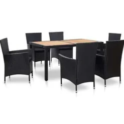 vidaXL - Tuinset - Zwart - Poly rattan - 150 cm tafellengte Sale