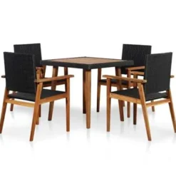 vidaXL - Tuinset - Zwart - Poly rattan New