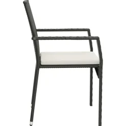 vidaXL - Tuinset - Zwart - Poly rattan - 190 cm - 7 stuks - Met kussens Outlet