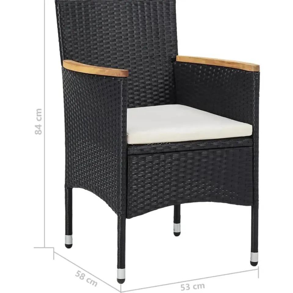 vidaXL - Tuinset - Zwart - Poly rattan Hot