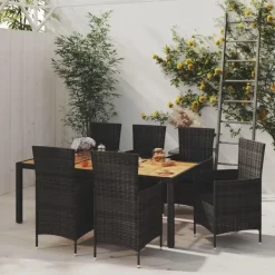 vidaXL - Tuinset - Zwart - Poly rattan - 190 cm tafellengte New