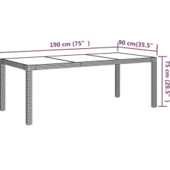 vidaXL - Tuinset - Zwart - Poly rattan - 190 cm tafellengte New