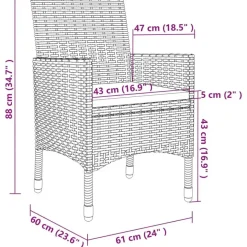 vidaXL - Tuinset - Zwart - Poly rattan - 190 cm tafellengte New