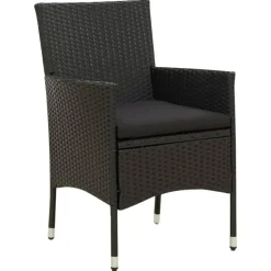 vidaXL - Tuinset - Zwart - Poly rattan - 190 cm tafellengte New