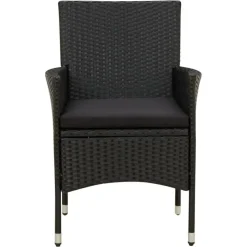 vidaXL - Tuinset - Zwart - Poly rattan - 190 cm tafellengte New