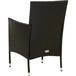 vidaXL - Tuinset - Zwart - Poly rattan - 190 cm tafellengte New