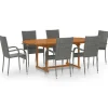 vidaXL - Tuinset grijs - 6 fauteuils en (150-200)x90 cm tafel - Poly rattan Hot