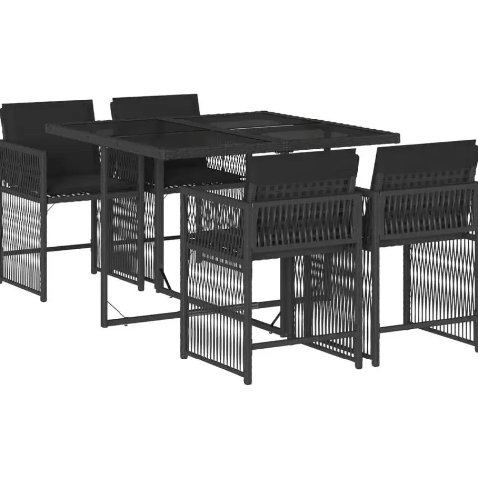 vidaXL - Tuinset zwart kussens - Zwart - PE rattan - 110x106 cm - 5 stuks Hot