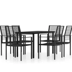 vidaXL - Tuinset zwart PVC rattan en staal - 140x70 cm - 7 stuks