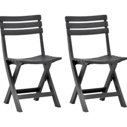 vidaXL - Tuinstoel - Antraciet - Kunststof - 2 stuks Discount