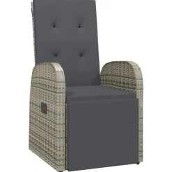 vidaXL - Tuinstoelen - Grijs - Poly rattan - 2 stuks - Verstelbaar - Met kussens Hot