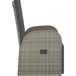 vidaXL - Tuinstoelen - Grijs - Poly rattan - 2 stuks - Verstelbaar - Met kussens Hot