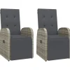 vidaXL - Tuinstoelen - Grijs - Poly rattan - 2 stuks - Verstelbaar - Met kussens Best