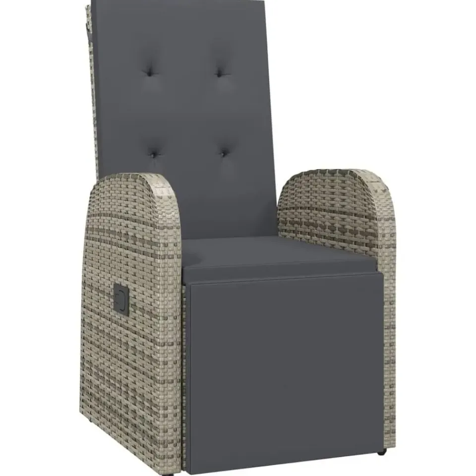 vidaXL - Tuinstoelen - Grijs - Poly rattan - 2 stuks - Verstelbaar - Met kussens Best