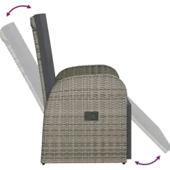 vidaXL - Tuinstoelen - Grijs - Poly rattan - 2 stuks - Verstelbaar - Met kussens Best