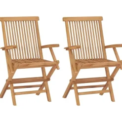 vidaXL - Tuinstoelen - Inklapbaar - Massief teakhout - 2 stuks Online