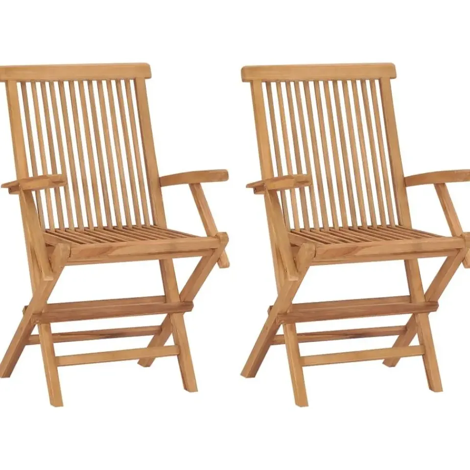 vidaXL - Tuinstoelen - Inklapbaar - Massief teakhout - 2 stuks Online