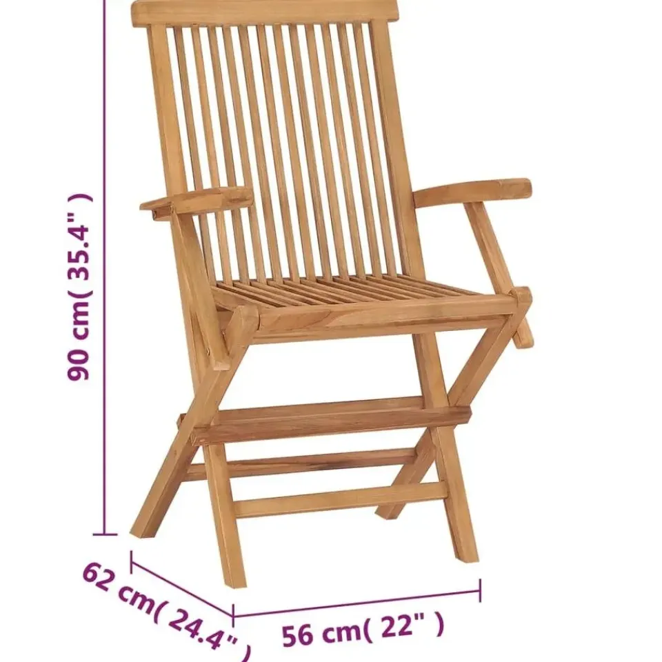 vidaXL - Tuinstoelen - Inklapbaar - Massief teakhout - 2 stuks Online