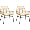 vidaXL - Tuinstoelen - Kussens - Bruin - Poly rattan - 2 stuks Discount