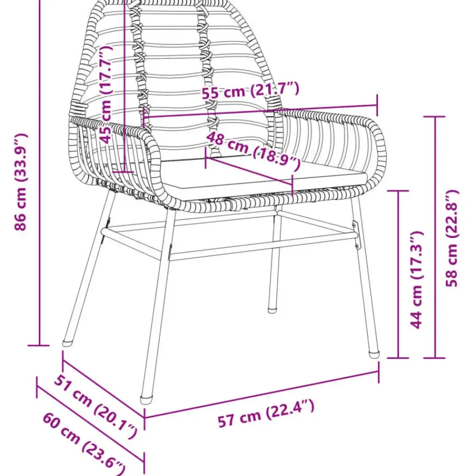 vidaXL - Tuinstoelen - Kussens - Bruin - Poly rattan - 2 stuks Discount