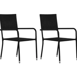 vidaXL - Tuinstoelen - Stapelbaar - Zwart - Poly rattan - 2 stuks Clearance