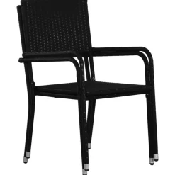 vidaXL - Tuinstoelen - Stapelbaar - Zwart - Poly rattan - 2 stuks Clearance