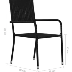 vidaXL - Tuinstoelen - Stapelbaar - Zwart - Poly rattan - 2 stuks Clearance