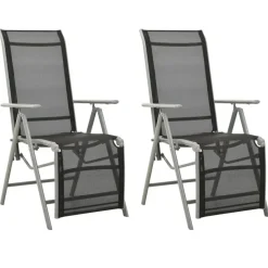 vidaXL - Tuinstoelen - Zilverkleurig - Aluminium - 2 stuks - Verstelbaar Outlet
