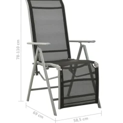 vidaXL - Tuinstoelen - Zilverkleurig - Aluminium - 2 stuks - Verstelbaar Outlet