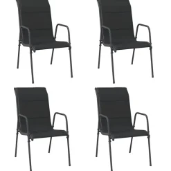 vidaXL - Tuinstoelen - Zwart - Staal en textileen - 4 stuks Hot