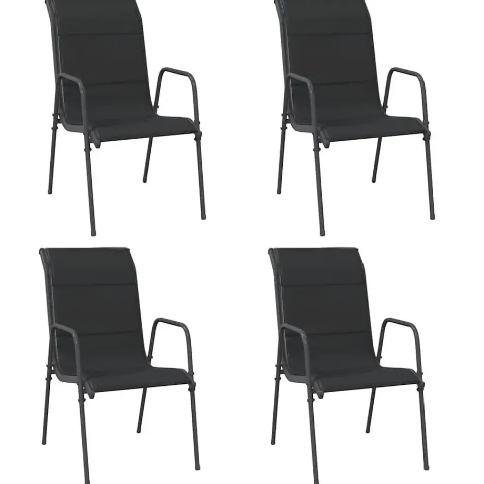 vidaXL - Tuinstoelen - Zwart - Staal en textileen - 4 stuks Hot