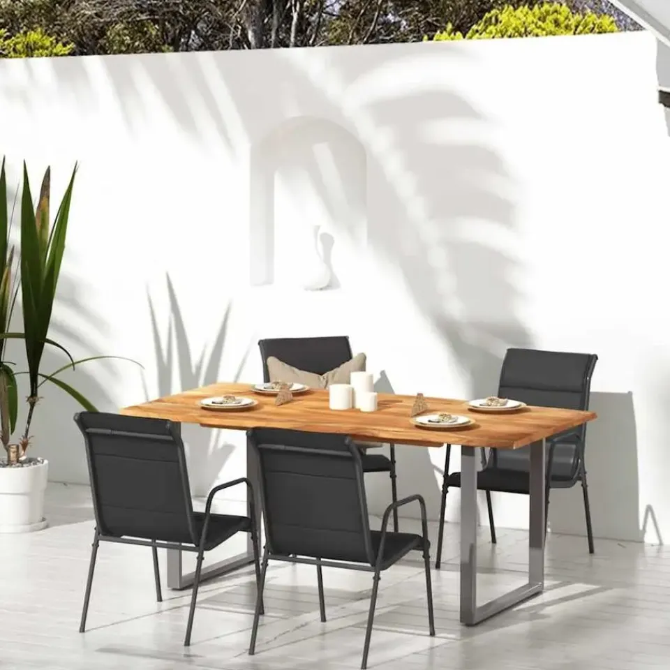 vidaXL - Tuinstoelen - Zwart - Staal en textileen - 4 stuks Hot