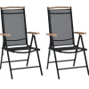 vidaXL - Tuinstoelen - Zwart - Aluminium en textileen - 2 stuks - Inklapbaar New