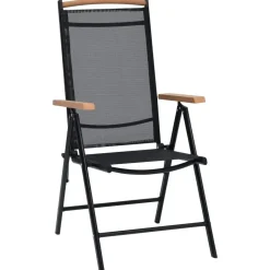 vidaXL - Tuinstoelen - Zwart - Aluminium en textileen - 2 stuks - Inklapbaar New