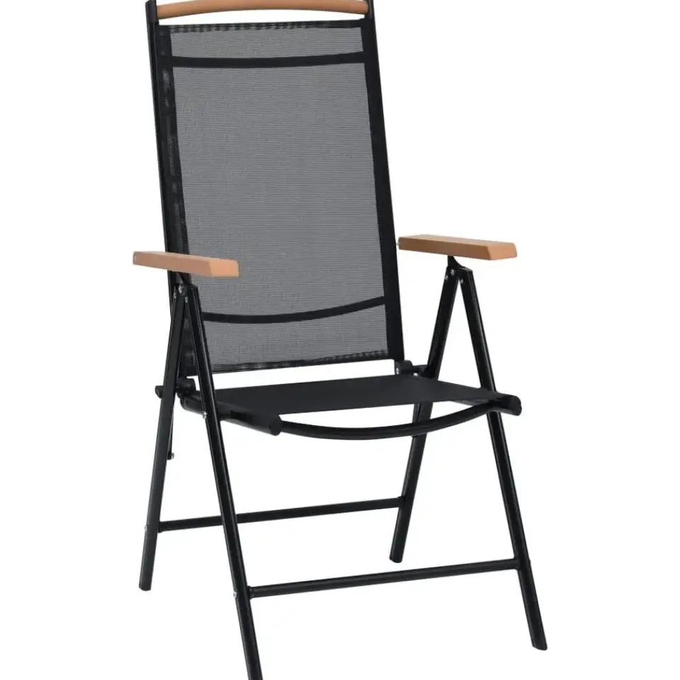 vidaXL - Tuinstoelen - Zwart - Aluminium en textileen - 2 stuks - Inklapbaar New