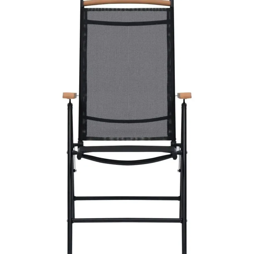 vidaXL - Tuinstoelen - Zwart - Aluminium en textileen - 2 stuks - Inklapbaar New