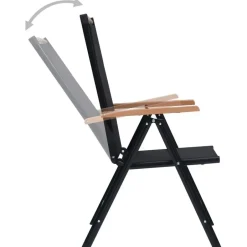 vidaXL - Tuinstoelen - Zwart - Aluminium en textileen - 2 stuks - Inklapbaar New