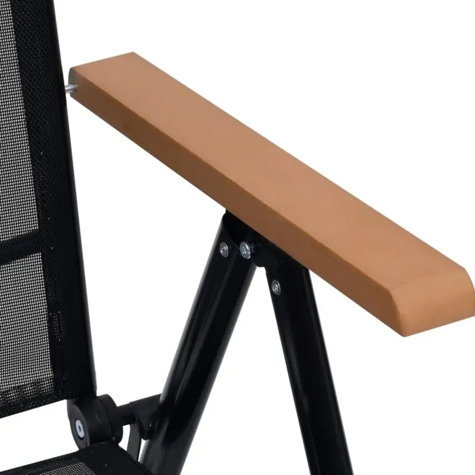 vidaXL - Tuinstoelen - Zwart - Aluminium en textileen - 2 stuks - Inklapbaar New