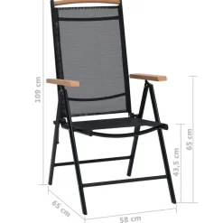 vidaXL - Tuinstoelen - Zwart - Aluminium en textileen - 2 stuks - Inklapbaar New