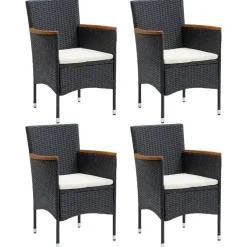 vidaXL - Tuinstoelen - Zwart - Rattan - 4 stuks