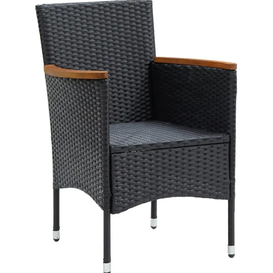 vidaXL - Tuinstoelen - Zwart - Rattan - 4 stuks