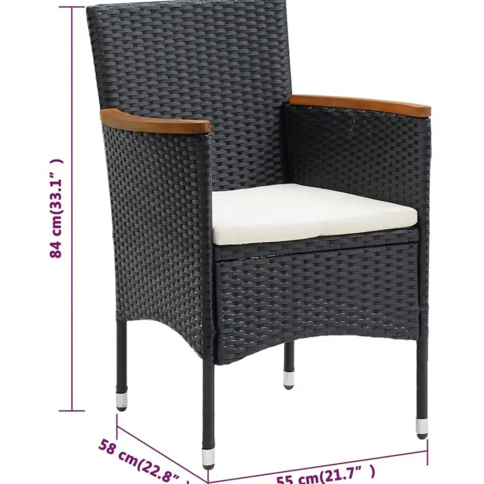 vidaXL - Tuinstoelen - Zwart - Rattan - 4 stuks