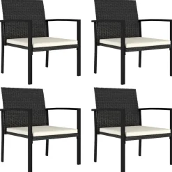 vidaXL - Tuinstoelen - Zwart - Poly rattan - 4 stuks Outlet