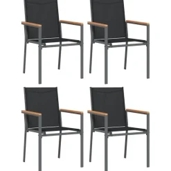 vidaXL - Tuinstoelen - Zwart - Staal - 4 stuks - 55x61,5x90 cm Online