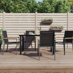 vidaXL - Tuinstoelen - Zwart - Staal - 4 stuks - 55x61,5x90 cm Online