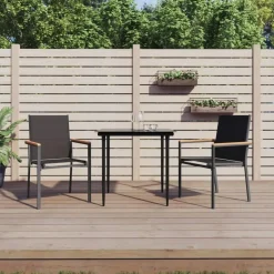 vidaXL - Tuinstoelen - Zwart - Textileen en staal - 2 stuks - 55x61,5x90 cm Clearance