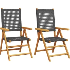 vidaXL - Tuinstoelen - Zwart - Acaciahout - 2 stuks - 57x70x109 cm Best