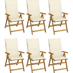 vidaXL - Tuinstoelen inklapbaar met kussens - Massief acaciahout - 6 stuks Best