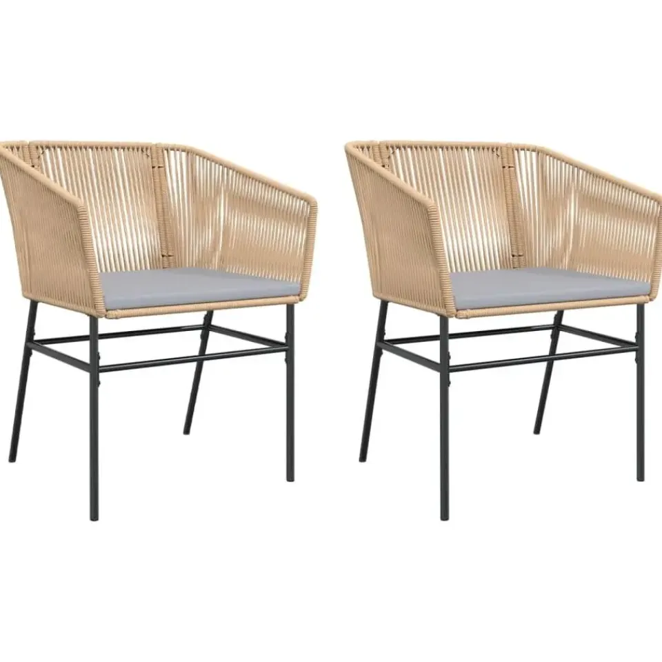 vidaXL - Tuinstoelen -Kussens - Bruin - Poly rattan - 2 stuks Sale