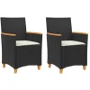 vidaXL - Tuinstoelen met kussens - Zwart - Poly rattan en hout - 2 stuks Best